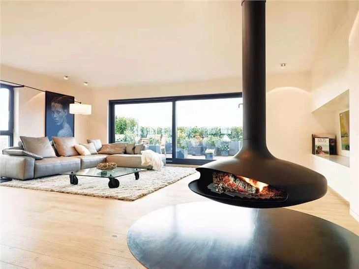 Cocoon Bentuk Sfera Oval Fireplace