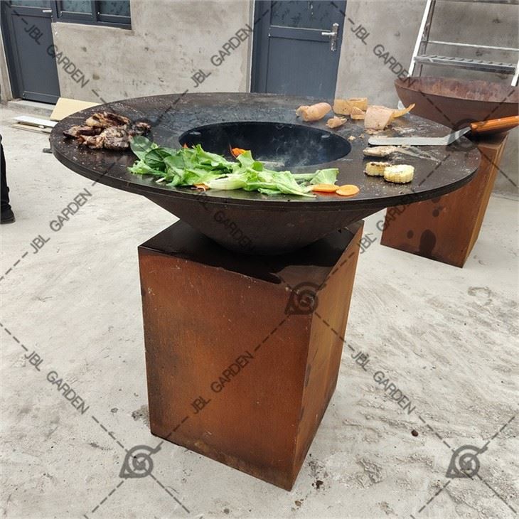 Corten Steel Fireplace Smoker BBQ Grill