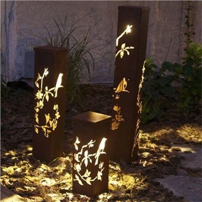 Corten Steel Steel Garden Lights Garden Perhiasan Logam