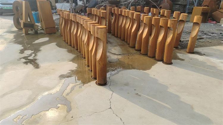 Keluli Corten Hiasan Lampu Bollard LED Tiang Bulat Lampu Landskap